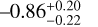 -0.86$^{+0.20}_{-0.22}$
