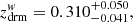 Mathematical equation: $$ \begin{aligned} z_{\rm drm}^w&= 0.310^{+0.050}_{-0.041},\end{aligned} $$