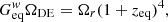Mathematical equation: $$ \begin{aligned} G^w_{\rm eq}\Omega _{\rm DE}&=\Omega _{r}(1+z_{\rm eq})^4,\end{aligned} $$