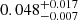 $ 0.048^{+0.017}_{-0.007} $