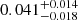 $ 0.041^{+0.014}_{-0.018} $