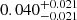 $ 0.040^{+0.021}_{-0.021} $