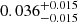 $ 0.036^{+0.015}_{-0.015} $