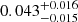 $ 0.043^{+0.016}_{-0.015} $