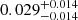$ 0.029^{+0.014}_{-0.014} $