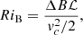 Mathematical equation: $$ \begin{aligned} Ri_\mathrm{B} = \frac{\Delta B \mathcal{L} }{v^{2}_{c}/2}, \end{aligned} $$