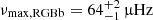 Mathematical equation: $ \nu_{\mathrm{max, RGBb}} = 64^{+2}_{-1}\, {\upmu}\mathrm{Hz} $