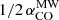 Mathematical equation: $ 1/2\,\alpha_{\mathrm{CO}}^{\mathrm{MW}} $