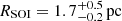 Mathematical equation: $ R_{\mathrm{SOI}} = 1.7^{+0.5}_{-0.2}\,\mathrm{pc} $