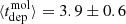 Mathematical equation: $ \langle t^{\mathrm{mol}}_{\mathrm{dep}} \rangle = 3.9 \pm 0.6 $