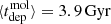 Mathematical equation: $ \langle t^{\mathrm{mol}}_{\mathrm{dep}} \rangle = 3.9\,\mathrm{Gyr} $