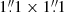 Mathematical equation: $ 1{{\overset{\prime\prime}{.}}}1 \times 1{{\overset{\prime\prime}{.}}}1 $