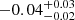 $ -0.04^{+0.03}_{-0.02} $
