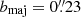 Mathematical equation: $ b_{\mathrm{maj}} = 0{{\overset{\prime\prime}{.}}}23 $