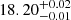 $ 18.20_{-0.01}^{+0.02} $
