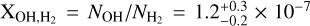 Mathematical equation: X$_{\rm OH, H_2} =N_{\rm OH}/N_{\rm H_2} = 1.2^{+0.3}_{-0.2}\times10^{-7}$