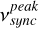 Mathematical equation: $\[\nu_{sync}^{peak}\]$