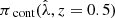 $ \pi_\text{cont}(\hat\lambda, z=0.5) $
