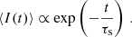 Mathematical equation: $$ \begin{aligned} \left\langle I(t) \right\rangle \propto \exp \left( -\frac{t}{\tau _\text{s}} \right) \, . \end{aligned} $$