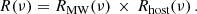 Mathematical equation: $$ \begin{aligned} R(\nu ) = R_\text{MW}(\nu ) \, \times \, R_\text{host}(\nu ) \, . \end{aligned} $$