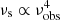 Mathematical equation: $ \nu _{\text{s}} \propto \nu _{\text{obs}}^4 $