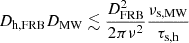 $ D_{\text{h,FRB}}D_{\text{MW}} \lesssim \frac{D_{\text{FRB}}^2}{2 \pi \nu^2} \frac{\nu_{\text{s,MW}}}{ \tau_{\text{s,h}} } $