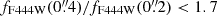 Mathematical equation: $ f_{\mathrm{F444W}}(0{{\overset{\prime\prime}{.}}}4)/f_{\mathrm{F444W}}(0{{\overset{\prime\prime}{.}}}2) < 1.7 $