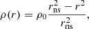 Mathematical equation: $$ \begin{aligned} \rho (r) = \rho _{0}\frac{r_{\rm ns}^2-r^2}{r_{\rm ns}^2}, \end{aligned} $$