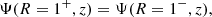 Mathematical equation: $$ \begin{aligned} \Psi (R = 1^{+},z) = \Psi (R = 1^{-},z), \end{aligned} $$