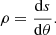 Mathematical equation: $$ \begin{aligned} \rho = \frac{\mathrm{d}s}{\mathrm{d}\theta }. \end{aligned} $$