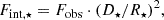 Mathematical equation: $$ \begin{aligned} F_{\mathrm{int} ,\star } = F_{\rm obs} \cdot (D_\star / R_\star )^2, \end{aligned} $$