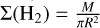 Mathematical equation: $\Sigma \rm{(H_2)} = \frac{\mathit{M} }{\pi \mathit{R}^2}$