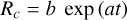 Mathematical equation: R_{c} = b\ \exp{(a t)}