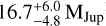 $\SI{16.7(6.0:4.8)}{M_{Jup}}$