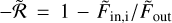Mathematical equation: $-\tilde{\mathcal{R}} = 1-\tilde{F}_\mathrm{in,i} / \tilde{F}_\mathrm{out}$