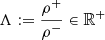 Mathematical equation: $$ \begin{aligned} \Lambda := \frac{\rho ^+}{\rho ^-} \in \mathbb{R^+} \end{aligned} $$