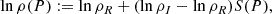 Mathematical equation: $$ \begin{aligned} \ln \rho (P) := \ln \rho _R + (\ln \rho _I - \ln \rho _R) S(P), \end{aligned} $$
