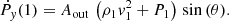 Mathematical equation: $$ \begin{aligned} \dot{P}_{ y}(1)&= A_{\rm out}\,\left(\rho _1 v_1^2 + P_1\right)\,\sin {\left(\theta \right)}. \end{aligned} $$