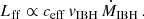 Mathematical equation: $$ \begin{aligned} L_{\rm ff} \propto c_{\rm eff}\,v_{\rm IBH}\,\dot{M}_{\rm IBH}\,. \end{aligned} $$