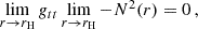 Mathematical equation: $$ \begin{aligned} \lim _{r\rightarrow r_\mathrm{H} } g_{tt}&\lim _{r\rightarrow r_\mathrm{H} }-N^2(r)=0\,, \end{aligned} $$