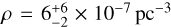 Mathematical equation: $\[\rho=6_{-2}^{+6} \times 10^{-7} \mathrm{pc}^{-3}\]$