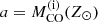 Mathematical equation: $ a = M_\mathrm{CO}^\mathrm{(i)}(Z_\odot) $