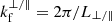 Mathematical equation: $ k_{\mathrm{f}}^{\perp/\parallel} = 2\pi / L_{\perp/\parallel} $