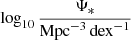 $ \log_{10}\frac{{\Psi}_*}{\mathrm{Mpc}^{-3}\,\mathrm{dex}^{-1}} $