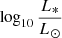 $ \log_{10}\frac{L_*}{L_\odot} $