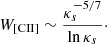 Mathematical equation: $$ \begin{aligned} W_{\rm [CII]} \sim \frac{\kappa _s^{-5/7}}{\ln \kappa _s}\cdot \end{aligned} $$