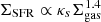 Mathematical equation: $ \Sigma_{\mathrm{SFR}} \propto \kappa_s \Sigma_{\mathrm{gas}}^{1.4} $
