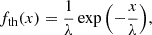 Mathematical equation: $$ \begin{aligned} f_{\mathrm{th} }(x) = \frac{1}{\lambda } \exp {\left(-\dfrac{x}{\lambda }\right)}, \end{aligned} $$