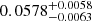 $ 0.0578^{+0.0058}_{-0.0063} $