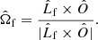 Mathematical equation: $$ \begin{aligned} \hat{\Omega }_{\mathrm{f} } = \frac{\hat{L}_{\mathrm{f} } \times \hat{O}}{|\hat{L}_{\mathrm{f} } \times \hat{O}|}. \end{aligned} $$